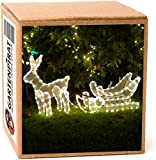 Weihnachtsbeleuchtung außen Tiere – LED Schlitten außen – Rentier außen – Weihnachtsdeko außen Rentier – Energiesparend Dank LED – Für ...