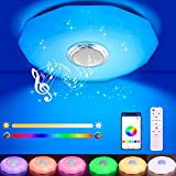 Wholede LED Deckenleuchte Dimmbar mit Bluetooth Lautsprecher, LED Deckenlampe mit Fernbedienung oder APP-Steuerung, RGB Farbwechsel, Musikwiedergabe für Schlafzimmer Badezimmer Wohnzimmer