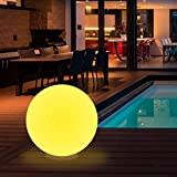 wuuhoo® - LED Solarlampe Gloria mit 16 Farben 30-50cm, wetterfester und dimmbarer LED Kugel mit Fernbedienung, Solar Kugellampe für Drinnen ...