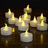 Ymenow LED Teelichter mit Timer, 12 Stück Flackernde Batteriebetriebene Teelicht Elektrische Kerzen für Hochzeit Weihnachten Dekorationen - Timerfunktion, Warmweiß