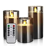 YMing LED Flammenlose Kerze mit Fernbedienung und Timer, 4in 5in 6in, 3er-Set batteriebetriebene LED Kerzen mit beweglichen Wick Dancing Flames ...