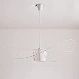 YONIISEA Vertigo Lampe 120cm Weiss, Moderne Kronleuchter Wohnzimmer Vertigo Pendelleuchte (Licht Höhenverstellbar) Fiberglas + Pu Hut Design Vintage Hängelampe