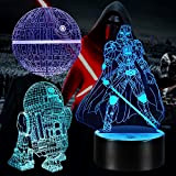 Zanetta Star Wars 3D Illusion Lampe Geschenke Nachtlicht Spielzeug, 16 Farbwechsel mit Fernbedienung oder Touch, Besten Geschenke für Kinder Fans ...