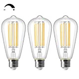 ZIKEY 10W LED Edison Birne, Dimmbar ST64 E27 Vintage Lampe, Ersetzt 100W, Warmweiß 2700K, 1000LM, AC220-240V, 3er Pack